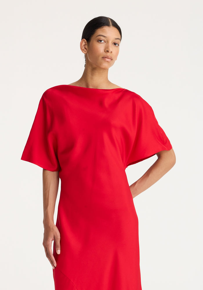 Fluid silk dress | red