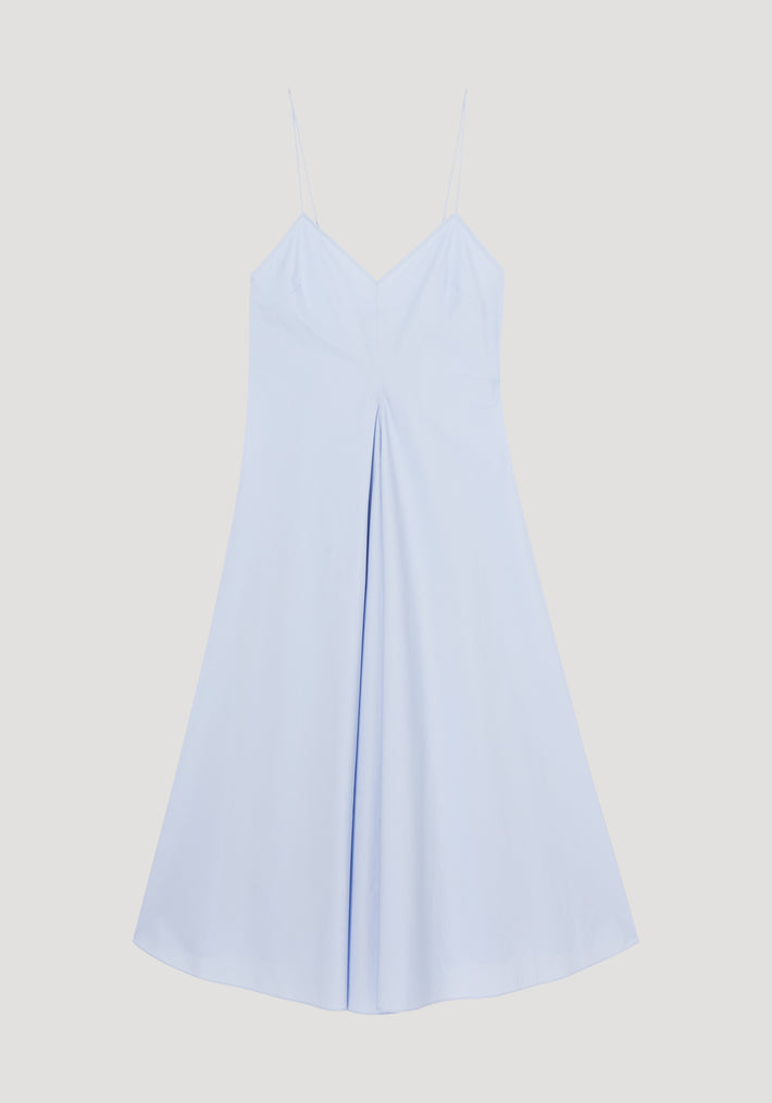 Cotton strap dress with wider hem | powder blue