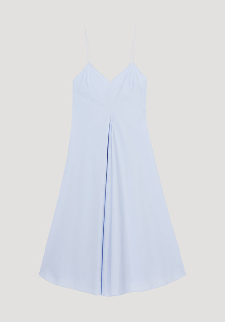 Cotton strap dress with wider hem | powder blue