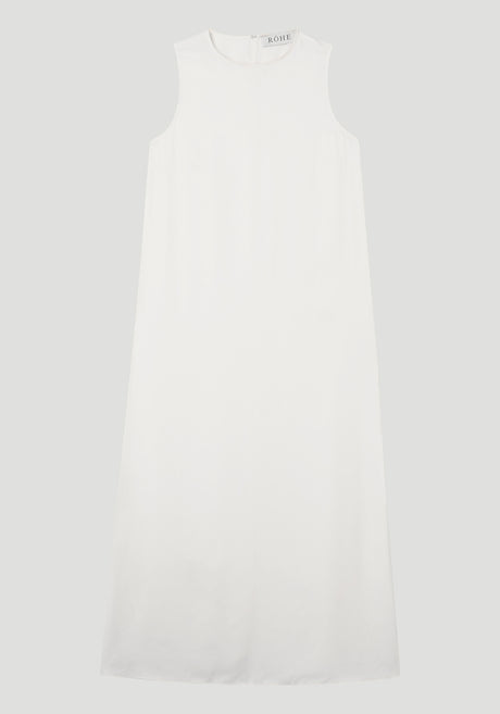 Sleeveless fluid satin dress | cream