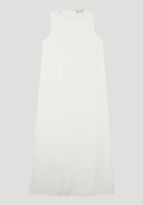 Sleeveless fluid satin dress | cream