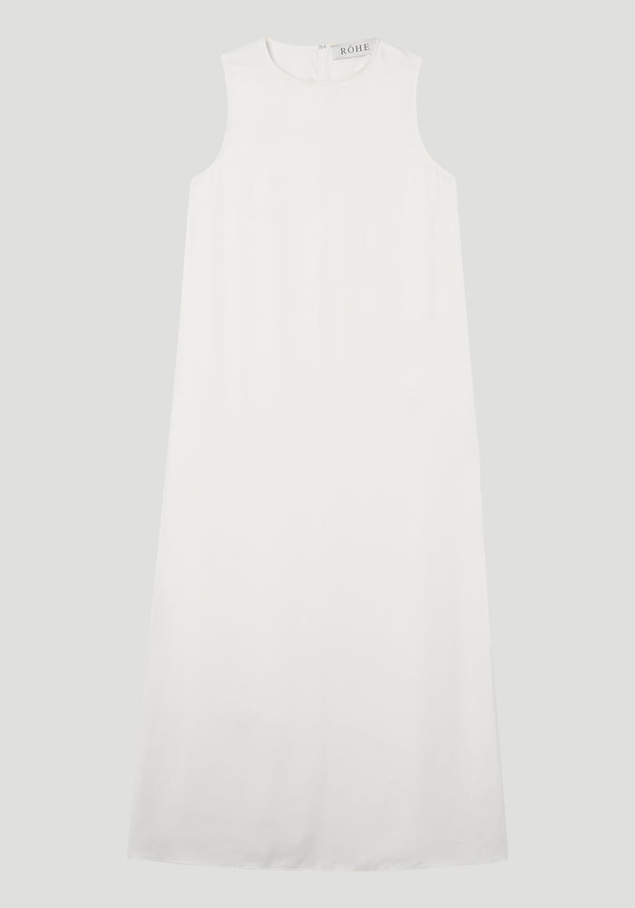 Sleeveless fluid satin dress | cream