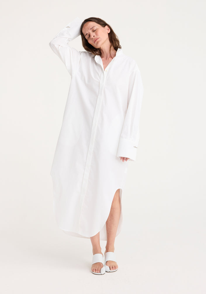 Oversized shirt dress with cufflink detail | optic white