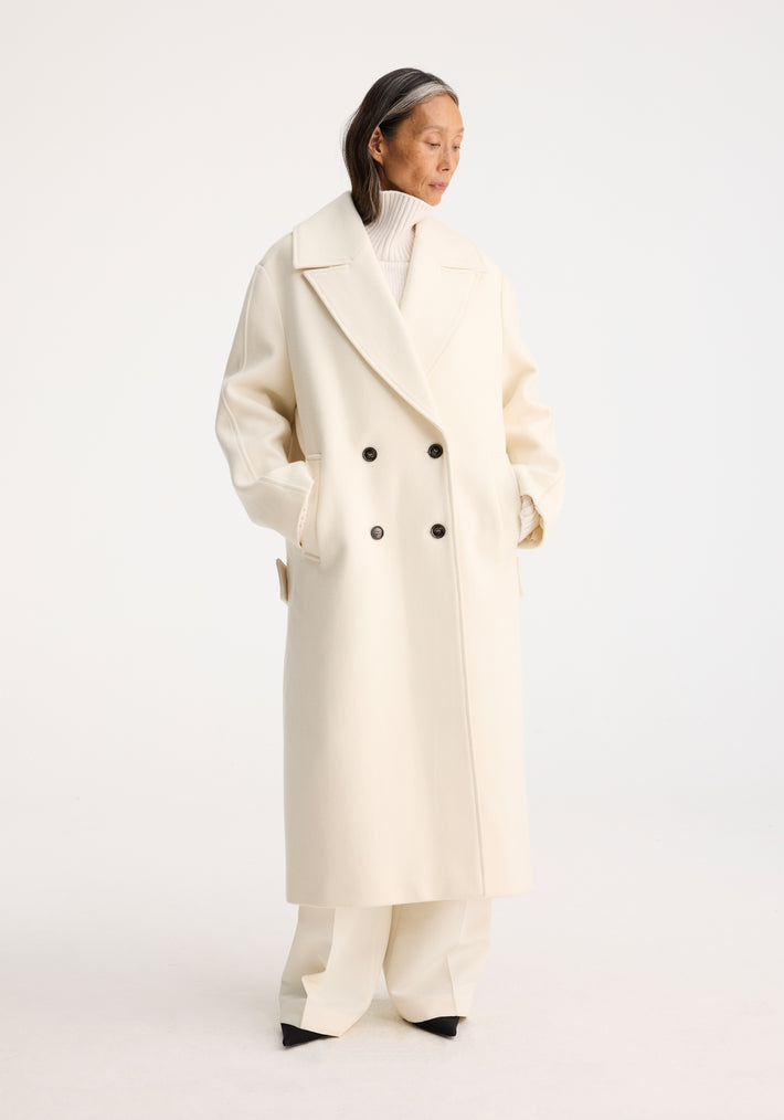 Oversized double breasted coat | off white