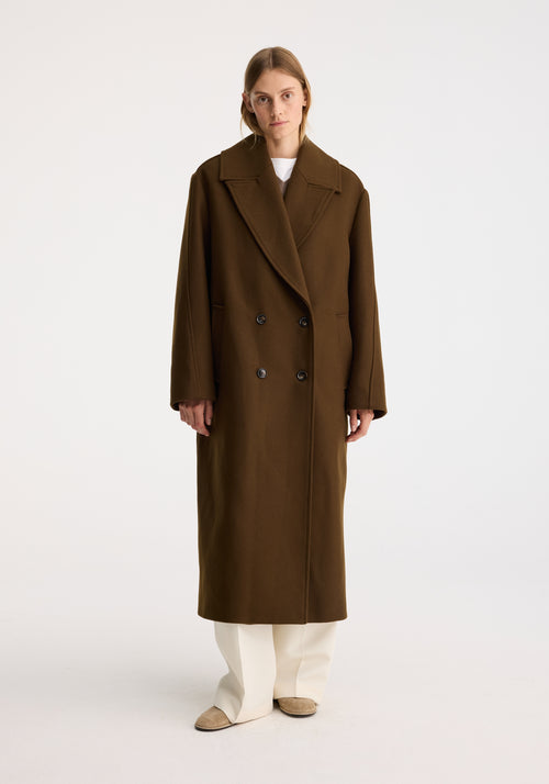 Oversized double breasted coat | olive