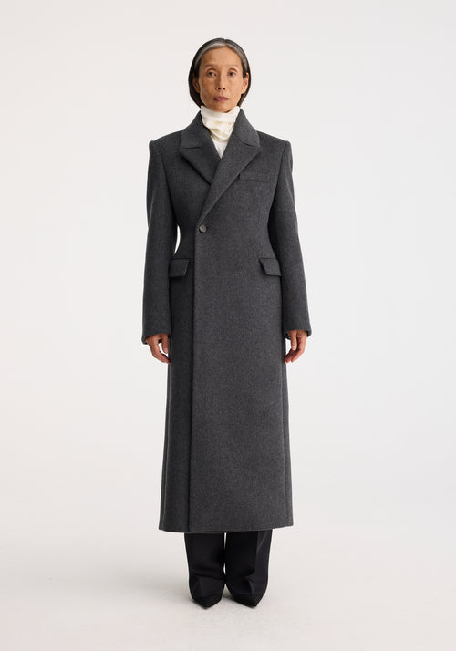 Fitted textured coat | anthracite melange