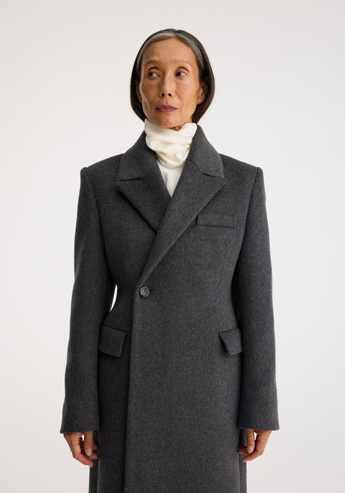 Fitted textured coat | anthracite melange