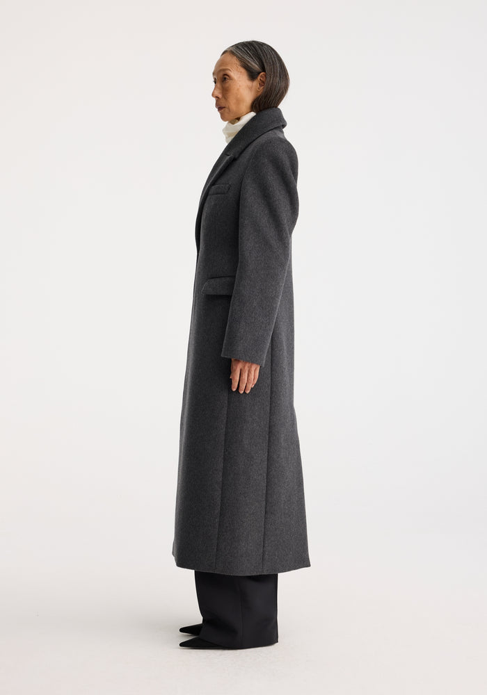 Fitted textured coat | anthracite melange