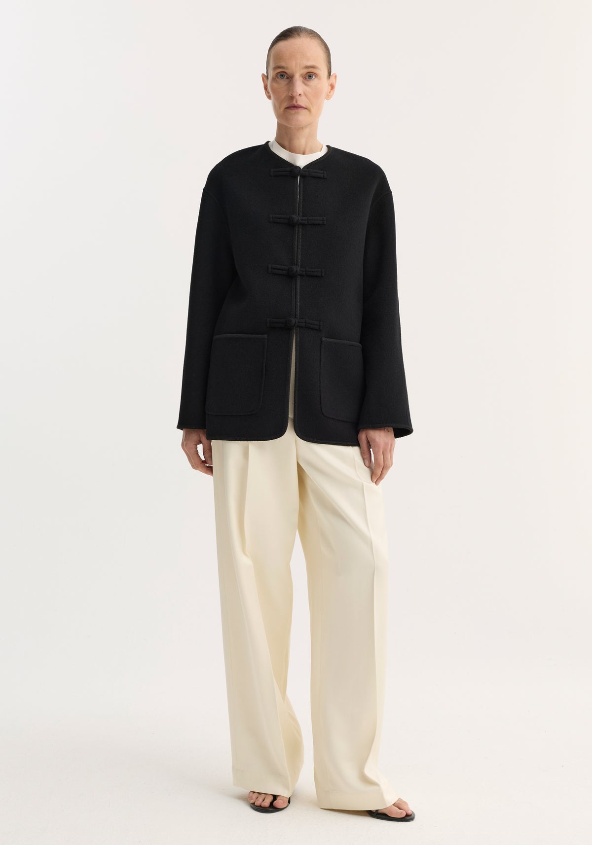 Double-faced wool pankou jacket | black