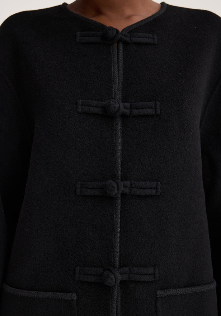 Mandarin double-faced wool jacket | black