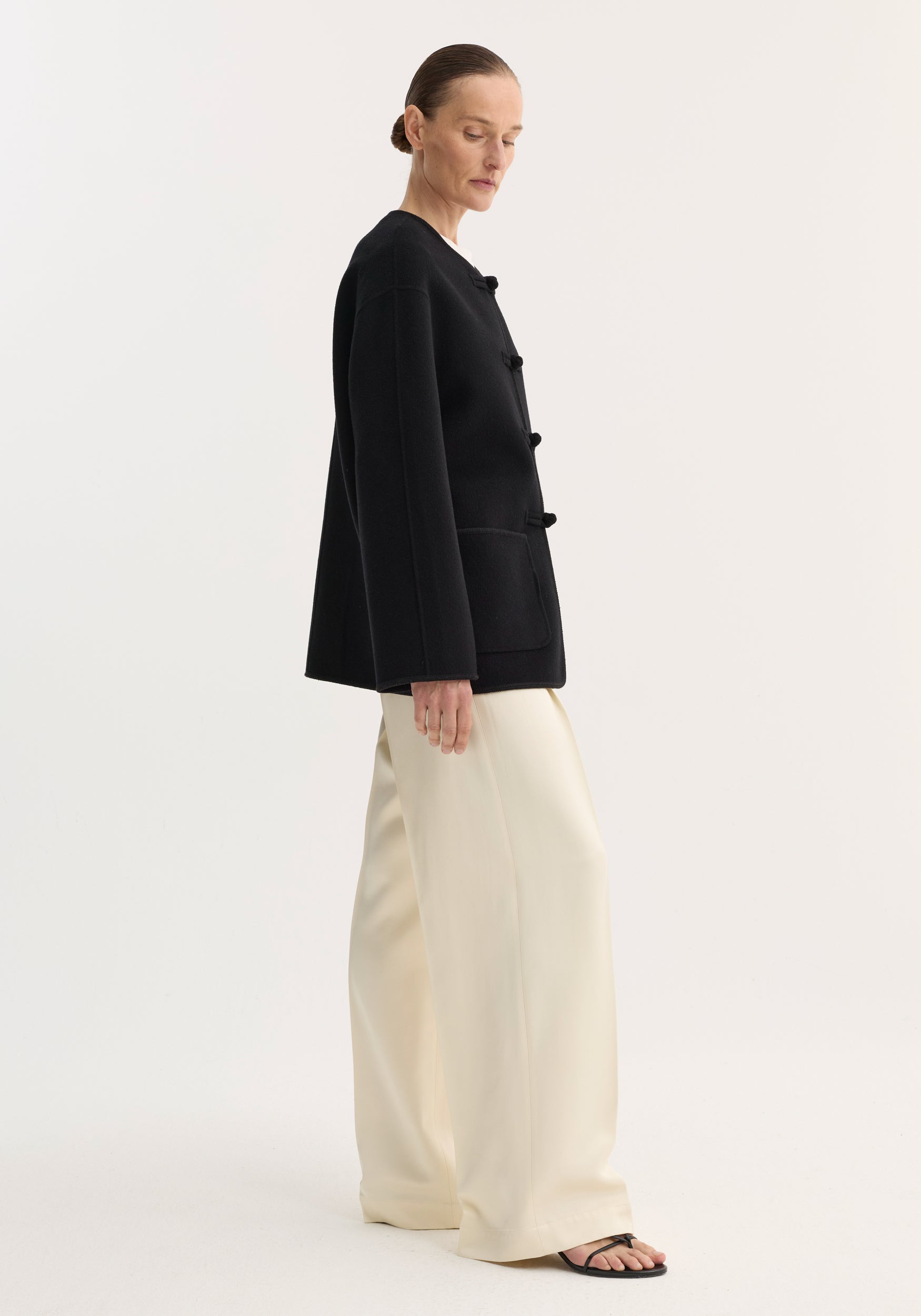 Double-faced wool pankou jacket | black