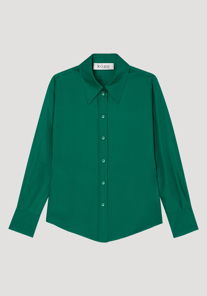 Fitted silk shirt | emerald