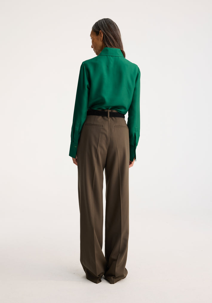 Fitted silk shirt | emerald