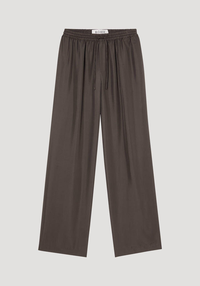 Wide leg silk trousers | earth