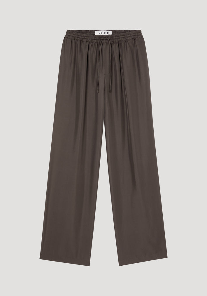 Wide leg silk trousers | earth