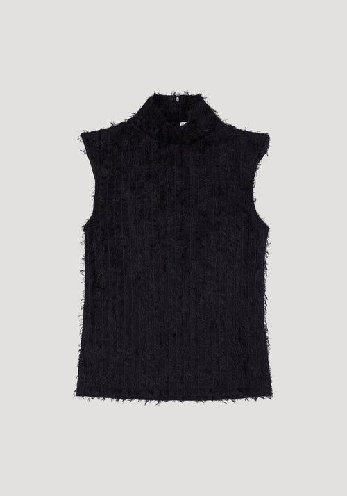 Textured sleeveless top | black