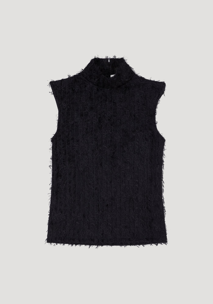 Textured sleeveless top | black