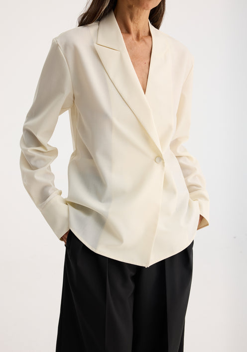 Asymmetrical lapel top | off white