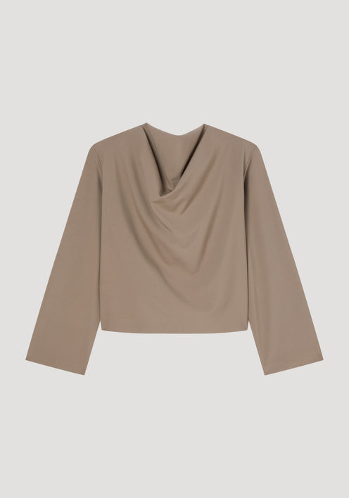 Draped wool top | khaki