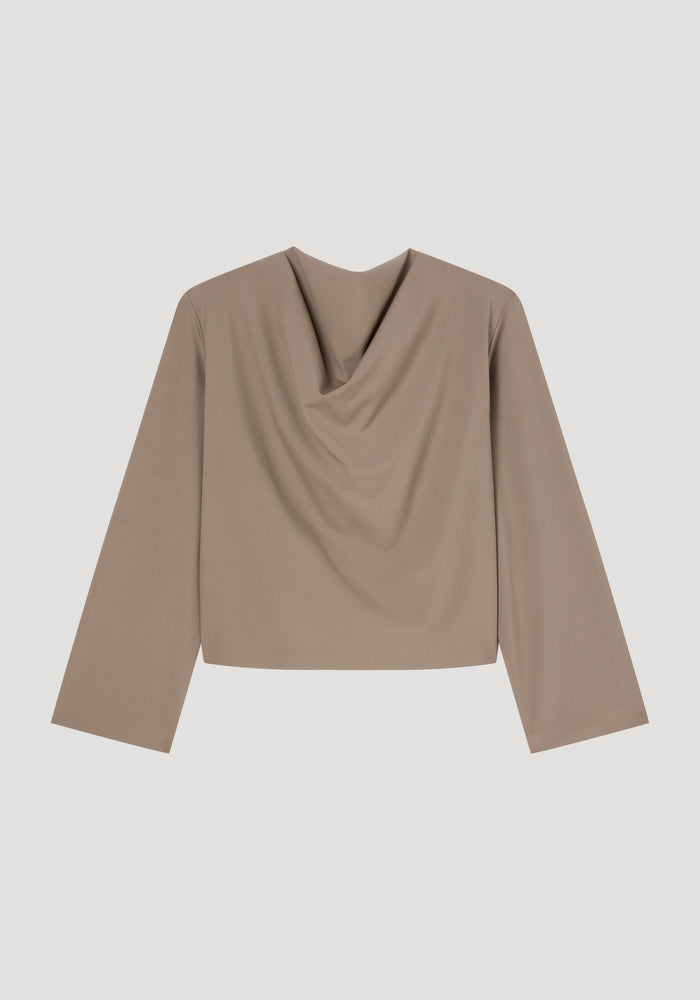 Draped wool top | khaki