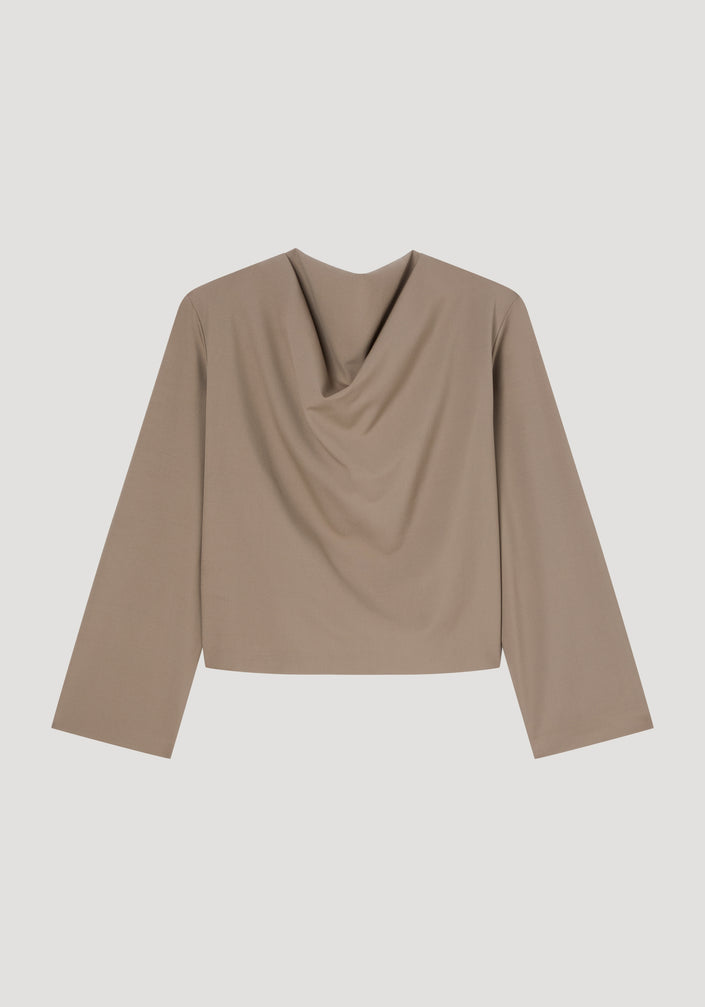 Draped wool top | khaki