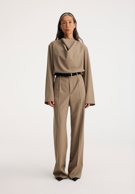 Draped wool top | khaki