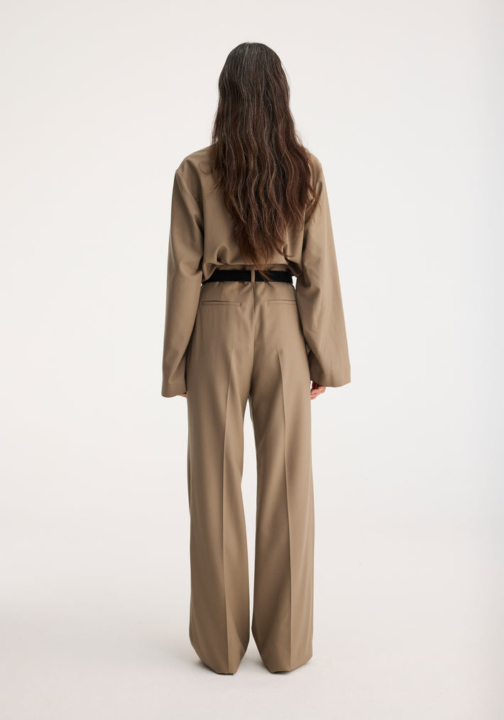 Draped wool top | khaki