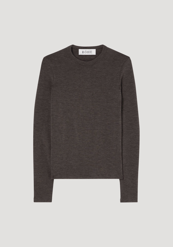 Fine wool crewneck | brown melange