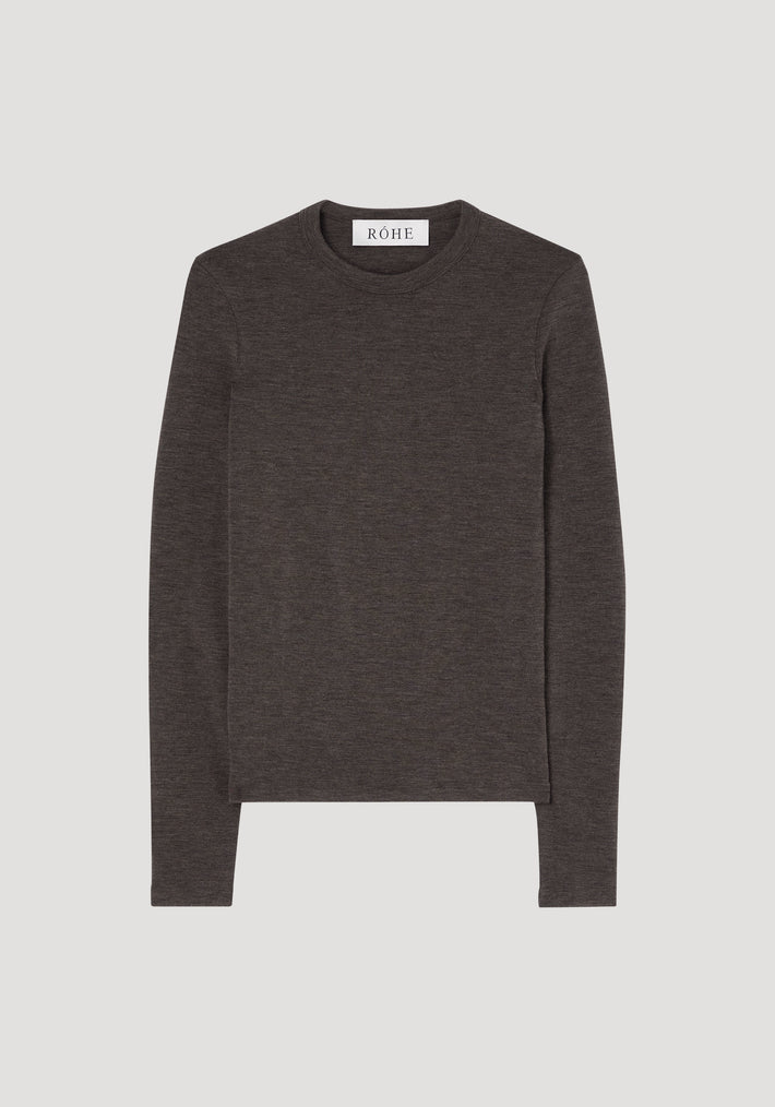 Fine wool crewneck | brown melange