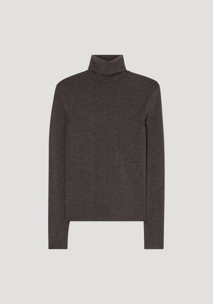 Fine wool turtleneck | brown melange