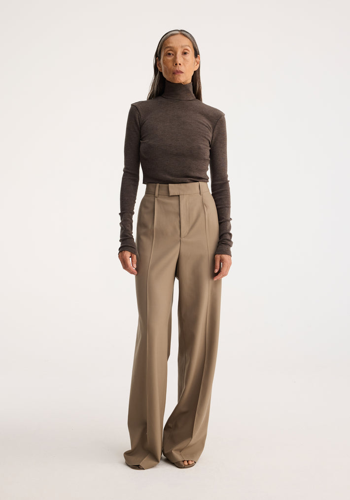 Fine wool turtleneck | brown melange