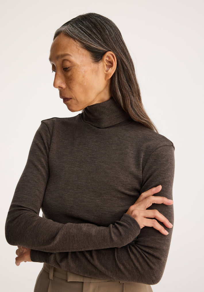 Fine wool turtleneck | brown melange