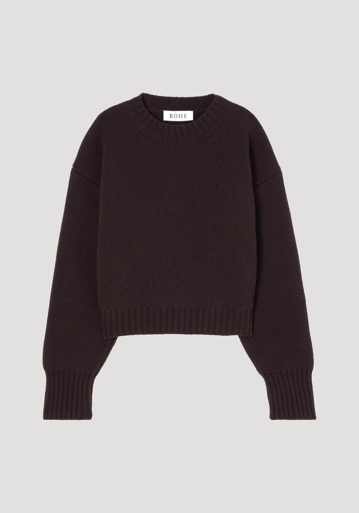 Compact crewneck jumper | dark brown