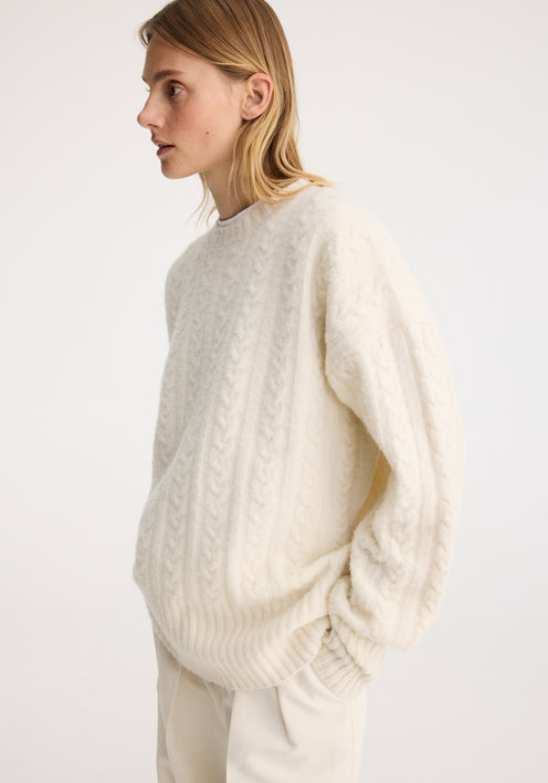 Oversized Cable Knit Jumper | off white