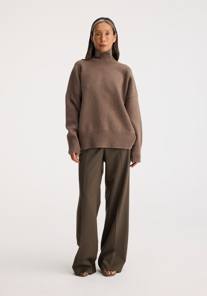 Classic turtleneck jumper | taupe melange