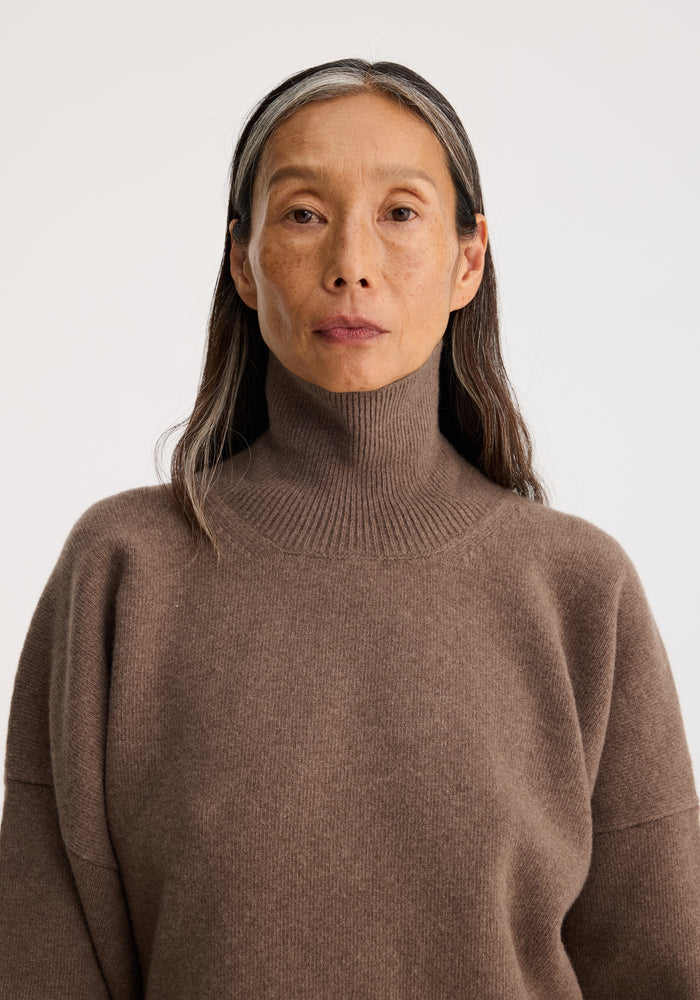 Classic turtleneck jumper | taupe melange