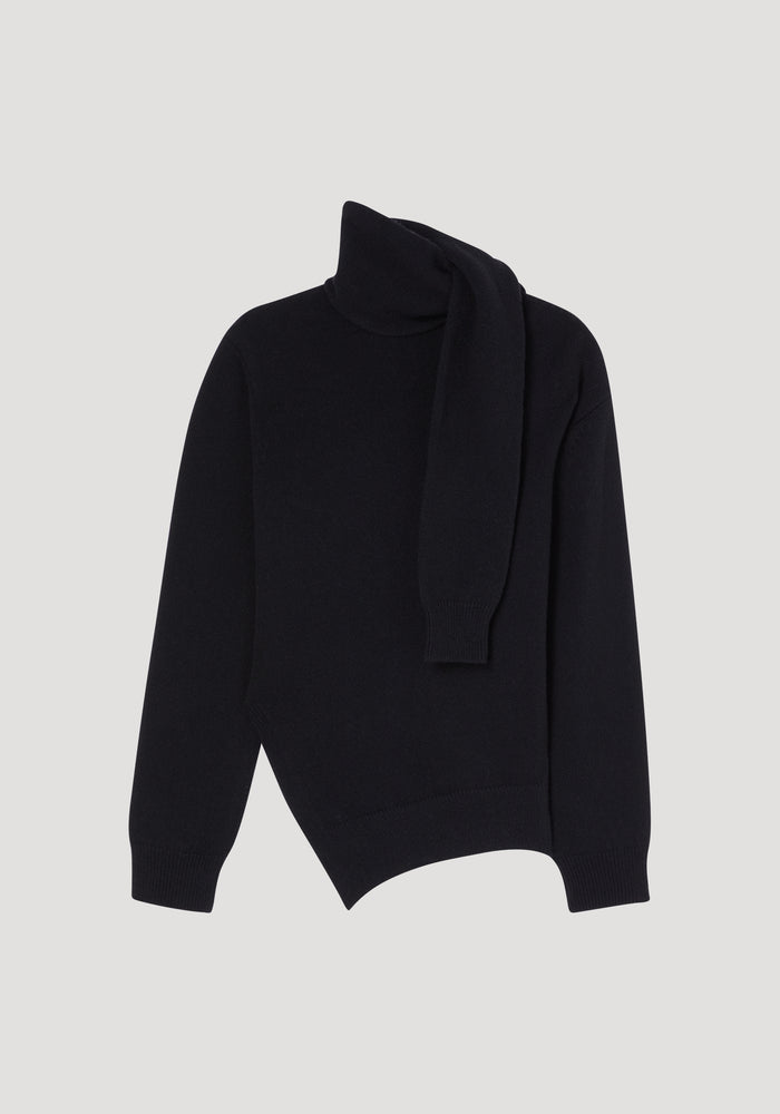 Twisted scarf jumper | black