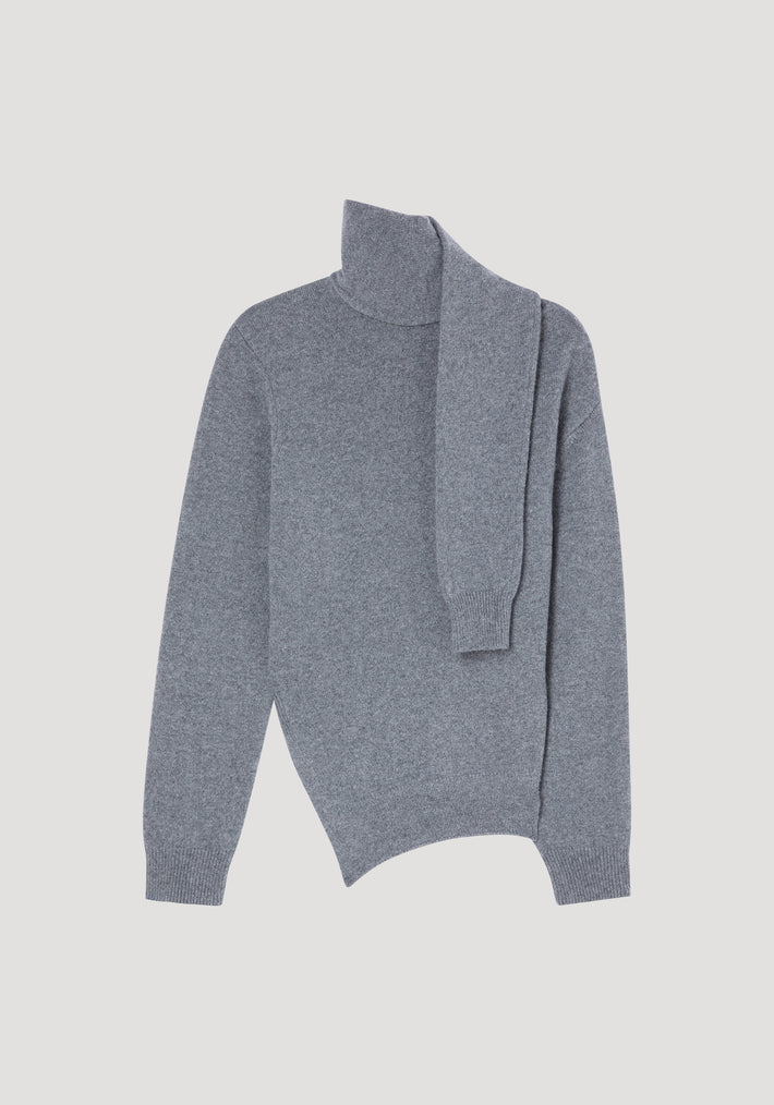 Twisted scarf jumper | mid grey melange