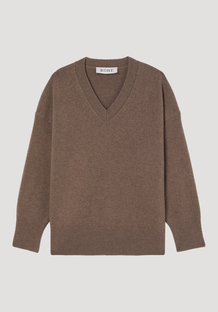 Classic v-neck jumper | taupe melange