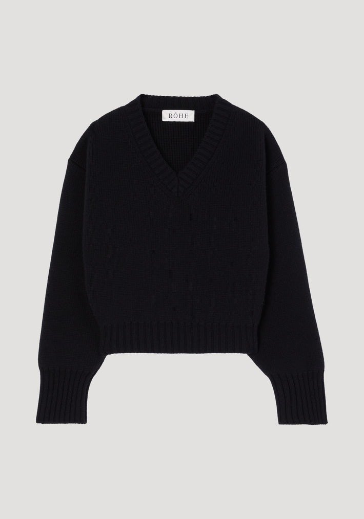 Compact v-neck jumper | black