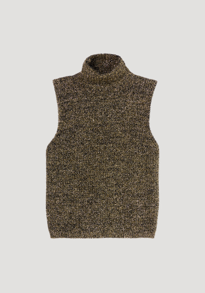 Gold knitted turtleneck | gold