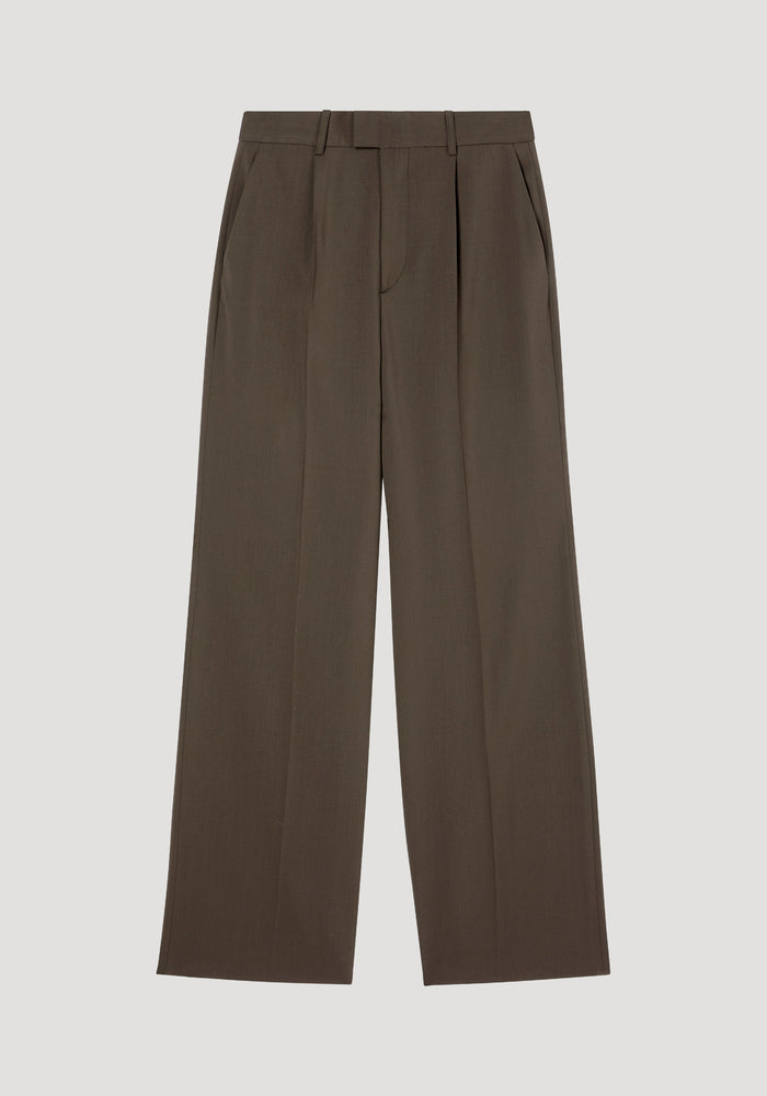 Relaxed single pleated trousers | earth