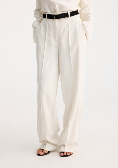 Textured wide leg trousers | winter white