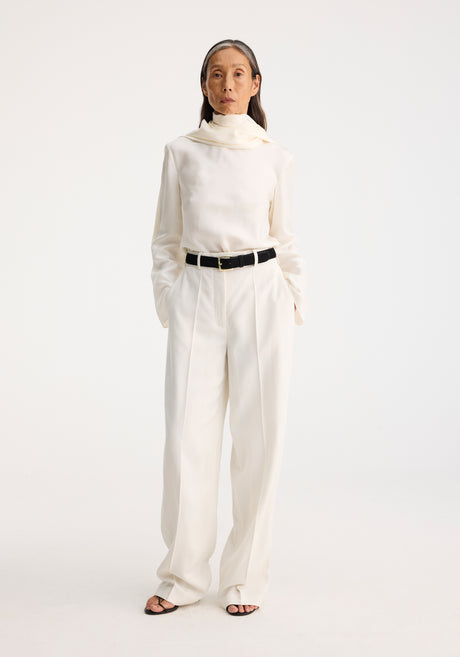 Textured wide leg trousers | winter white