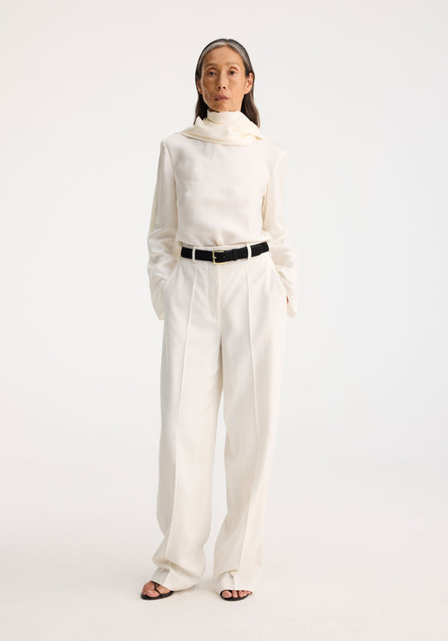 Textured wide leg trousers | winter white