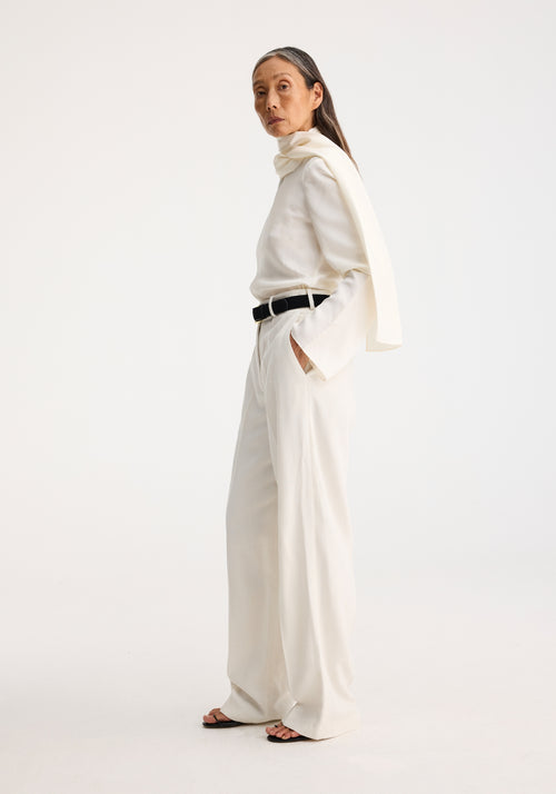 Textured wide leg trousers | winter white