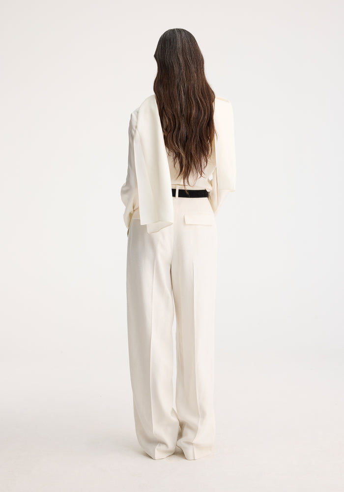 Textured wide leg trousers | winter white