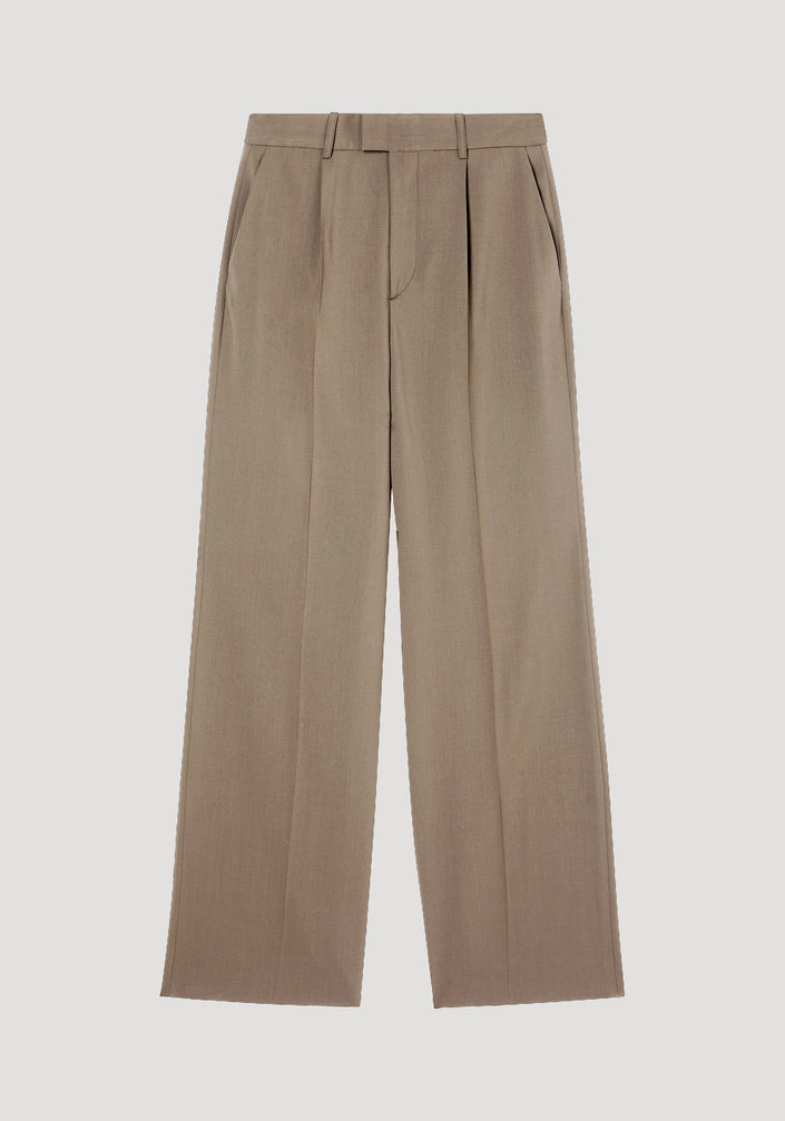 Relaxed single pleated trousers | khaki