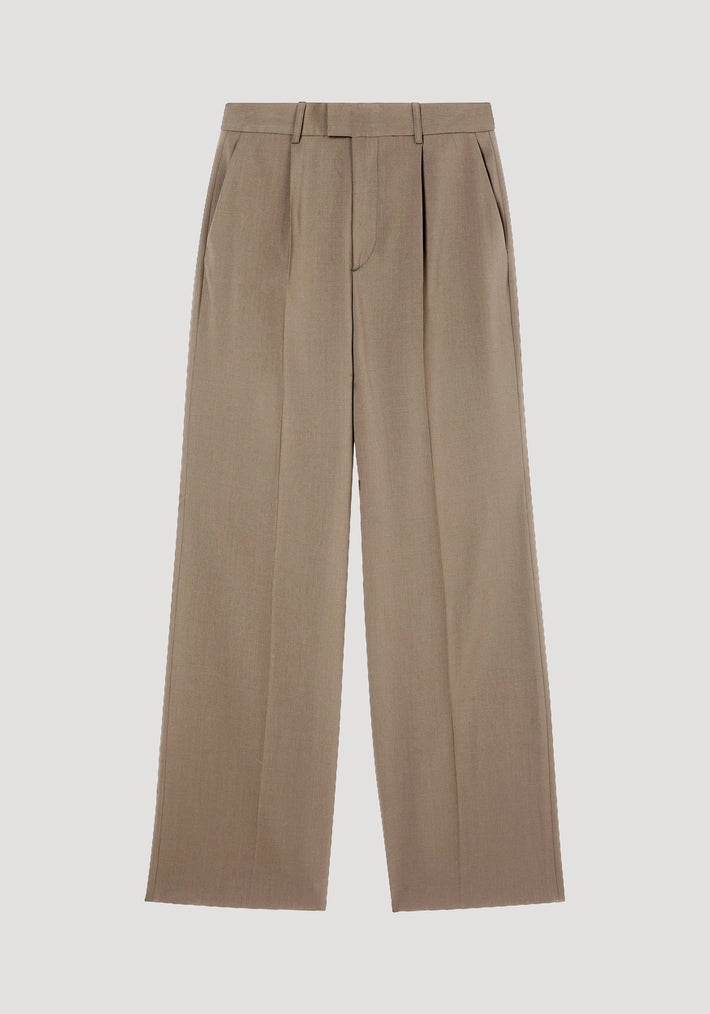 Relaxed single pleated trousers | khaki