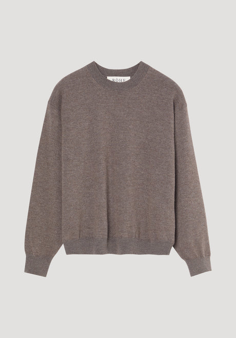 Crew-neck with open armhole | mud melange